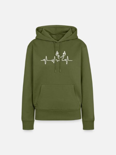 Jäger Heartbeat Hirsch - Frauen Premium Bio Hoodie - Khaki