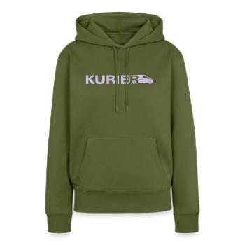 Kurier - Frauen Premium Bio Hoodie - Khaki - Vorne - Julia (174cm)