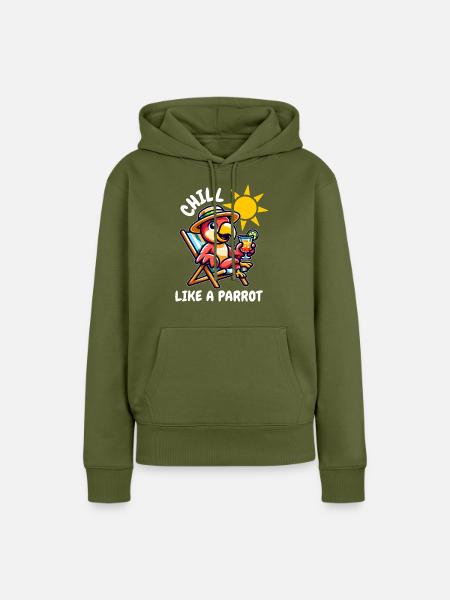 Papagei entspannt sich - Frauen Premium Bio Hoodie - Khaki
