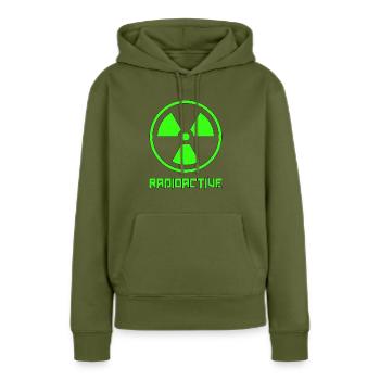 Symbole radioactif – Nucléaire – T-shirt - Sweat à capuche Premium bio Femme - kaki - Devant - Julia (174cm)