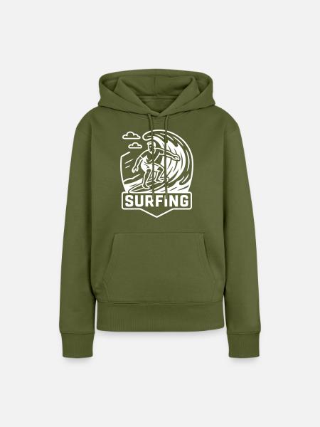 Surfing Logo Surfer - Frauen Premium Bio Hoodie - Khaki