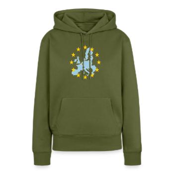 UE Belgique (UE Belgique) - Sweat à capuche Premium bio Femme - kaki - Devant - Julia (174cm)