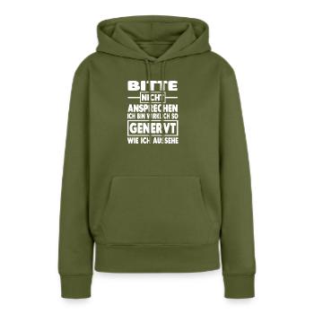 GENERVT - Frauen Premium Bio Hoodie - Khaki - Vorne - Julia (174cm)