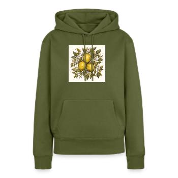 Citrons - Sweat à capuche Premium bio Femme - kaki - Devant - Julia (174cm)