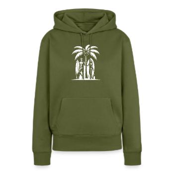 Surfeur - Sweat à capuche Premium bio Femme - kaki - Devant - Julia (174cm)