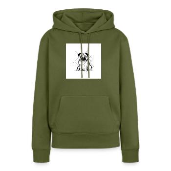 Mops Sitz - Frauen Premium Bio Hoodie - Khaki - Vorne - Julia (174cm)