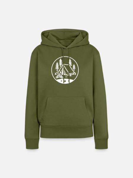 Camping Zelt Symbol - Frauen Premium Bio Hoodie - Khaki