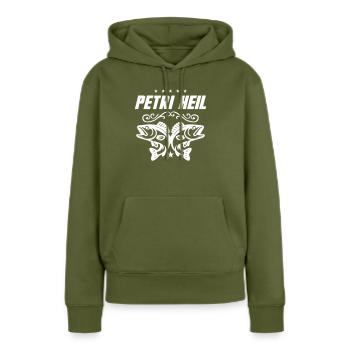 Petri Heil Fischen - Frauen Premium Bio Hoodie - Khaki - Vorne - Julia (174cm)
