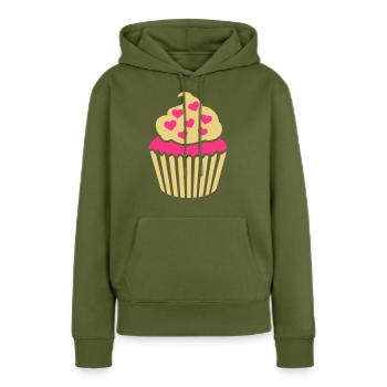 Cupcake - Frauen Premium Bio Hoodie - Khaki - Vorne - Julia (174cm)