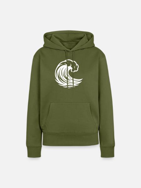 Welle Ozean - Frauen Premium Bio Hoodie - Khaki