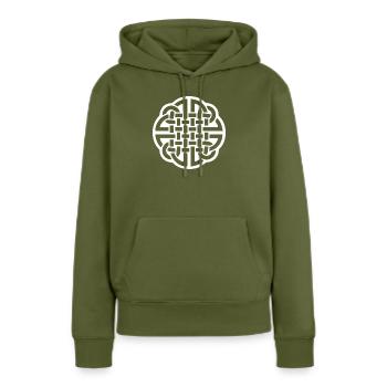 Nœud celtique - Sweat à capuche Premium bio Femme - kaki - Devant - Julia (174cm)