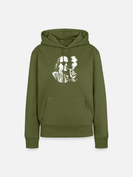 Benjamin Franklin raucht Gras - Frauen Premium Bio Hoodie - Khaki