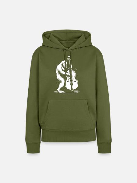 Bigfoot spielt Kontrabass - Frauen Premium Bio Hoodie - Khaki