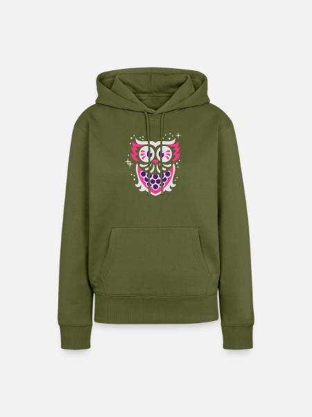 Eule - owl - night - Frauen Premium Bio Hoodie - Khaki