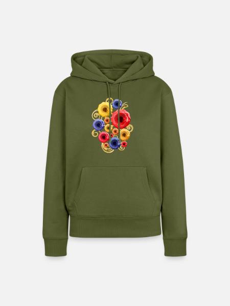 Bunte Blumen (Wasserfarben) - Frauen Premium Bio Hoodie - Khaki