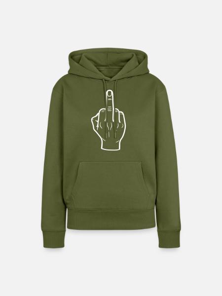 Mittelfinger Hand - Frauen Premium Bio Hoodie - Khaki