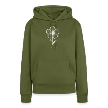 Fleur blanche graphique - variable de couleur - Sweat à capuche Premium bio Femme - kaki - Devant - Julia (174cm)