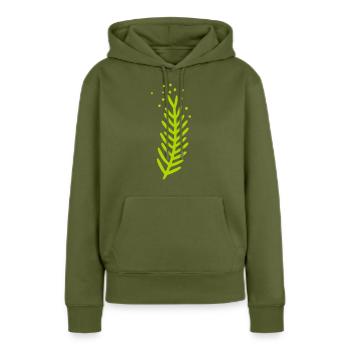 Motif de branche - Sweat à capuche Premium bio Femme - kaki - Devant - Julia (174cm)