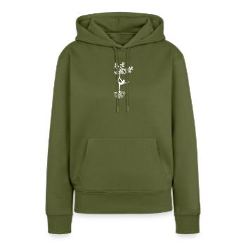 Yoga - Sweat à capuche Premium bio Femme - kaki - Devant - Julia (174cm)