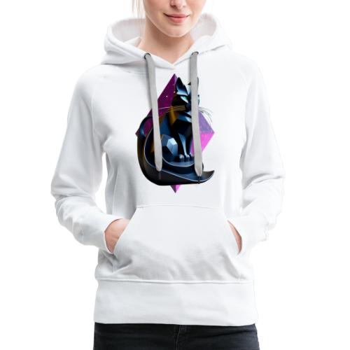 Chat noir profil origami - Sweat-shirt à capuche Premium Femme