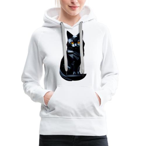 Chat noir de face origami - Sweat-shirt à capuche Premium Femme