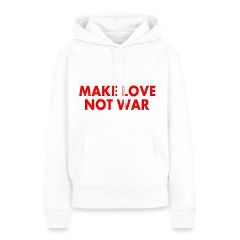 Make love not war - Sweat à capuche Premium bio Femme - blanc - Devant - Julia (174cm)