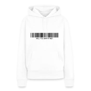 Veux-tu m’épouser Code-barres - Sweat à capuche Premium bio Femme - blanc - Devant - Julia (174cm)