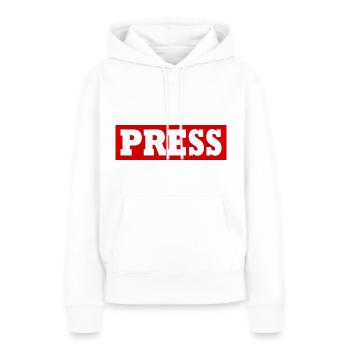 Press - Sweat à capuche Premium bio Femme - blanc - Devant - Julia (174cm)