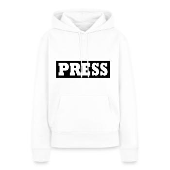 Press - Sweat à capuche Premium bio Femme - blanc - Devant - Julia (174cm)