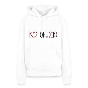 J’adore le tofu - Sweat à capuche Premium bio Femme - blanc - Devant - Julia (174cm)