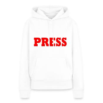 Press - Sweat à capuche Premium bio Femme - blanc - Devant - Julia (174cm)