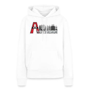 Amsterdam mit einem großen A - Frauen Premium Bio Hoodie - Weiß - Vorne - Julia (174cm)
