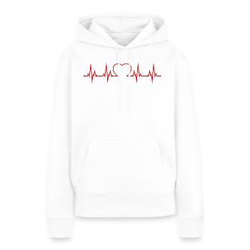 Battement du cœur cardiaque ECG amour cœur - Sweat à capuche Premium bio Femme - blanc - Devant - Julia (174cm)