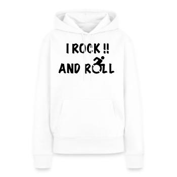 Je fais du rock and roll dans mon fauteuil roulant # - Sweat à capuche Premium bio Femme - blanc - Devant - Julia (174cm)