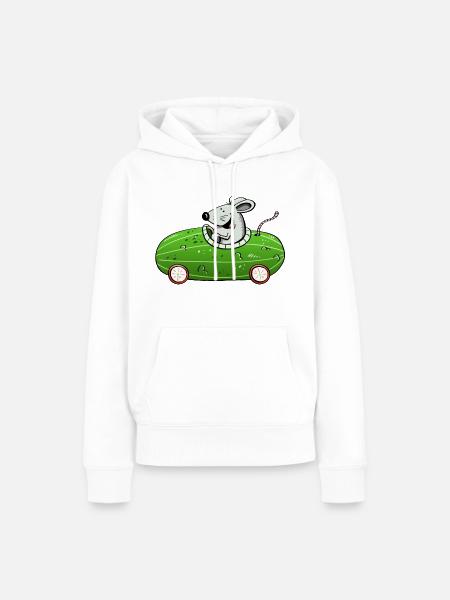 Maus fährt ne olle Gurke - Auto - Autos - Lustig - Frauen Premium Bio Hoodie - Weiß