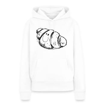 Drôle Croissant - Petit déjeuner - Matin - Sweat à capuche Premium bio Femme - blanc - Devant - Julia (174cm)