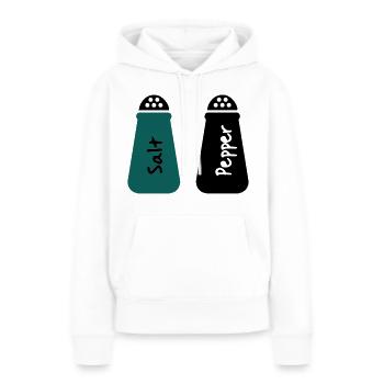 poivre et sel - Sweat à capuche Premium bio Femme - blanc - Devant - Julia (174cm)