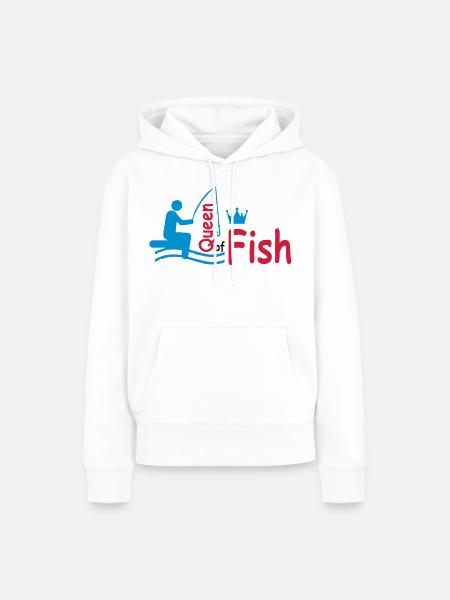 angeln - Frauen Premium Bio Hoodie - Weiß