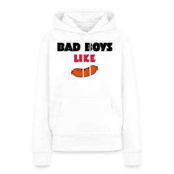 saucisse - Sweat à capuche Premium bio Femme - blanc - Devant - Julia (174cm)