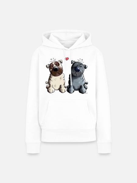 Lustige Möpse I Mops I Pug Love I Geschenk - Frauen Premium Bio Hoodie - Weiß