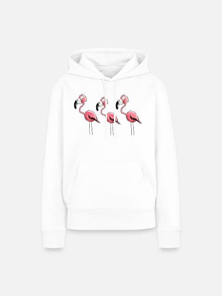 Flamingo Trio - Frauen Premium Bio Hoodie - Weiß