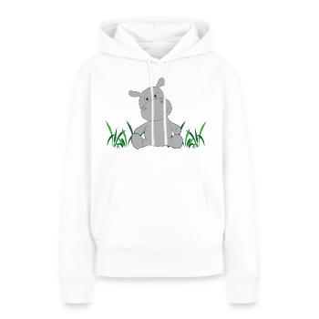 Nilpferd auf Wiese - Frauen Premium Bio Hoodie - Weiß - Vorne - Julia (174cm)