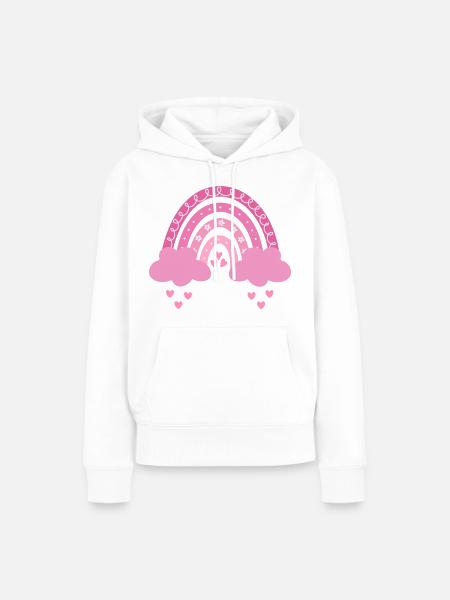 Boho Regenbogen rosa Mädchen Geburt Baby Babyparty - Frauen Premium Bio Hoodie - Weiß