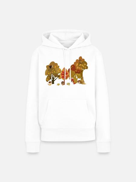 Herbstwald Tierwelt Silhouette - Frauen Premium Bio Hoodie - Weiß