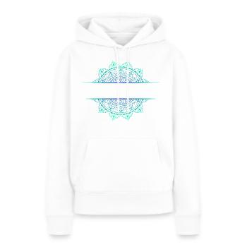 Mandala Cyan Green - Sweat à capuche Premium bio Femme - blanc - Devant - Julia (174cm)