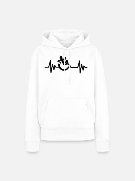 Bild: Rollstuhl, Herzschlag, entspannt # - Frauen Premium Bio Hoodie - Weiß