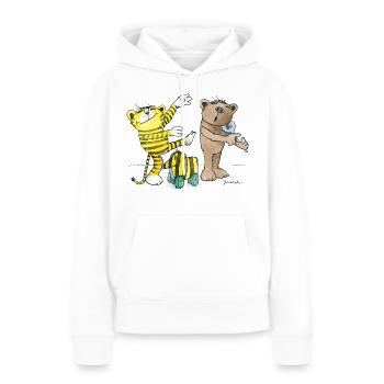Janosch Tiger Und Bär Musizieren - Frauen Premium Bio Hoodie - Weiß - Vorne - Julia (174cm)