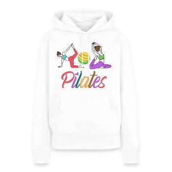 PILATES - Sweat à capuche Premium bio Femme - blanc - Devant - Julia (174cm)