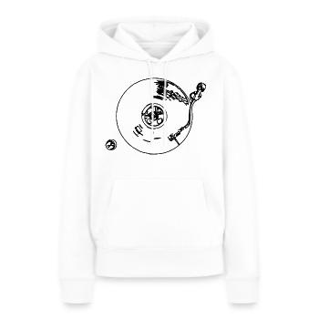 Plattenspieler - Frauen Premium Bio Hoodie - Weiß - Vorne - Julia (174cm)