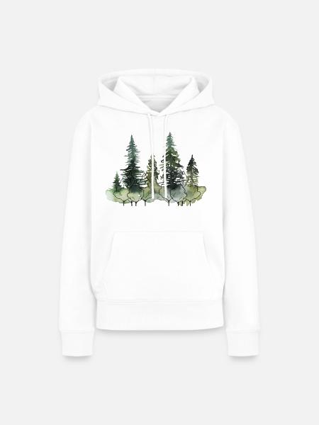 Waldwald Wasserfarben Landschaft - Frauen Premium Bio Hoodie - Weiß